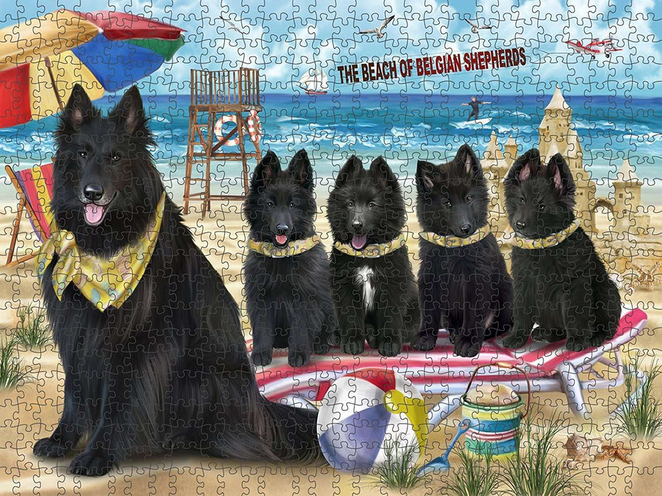 Pet Friendly Beach Belgian Shepherds Dog Puzzle with Photo Tin PUZL49551 (300 pc.)
