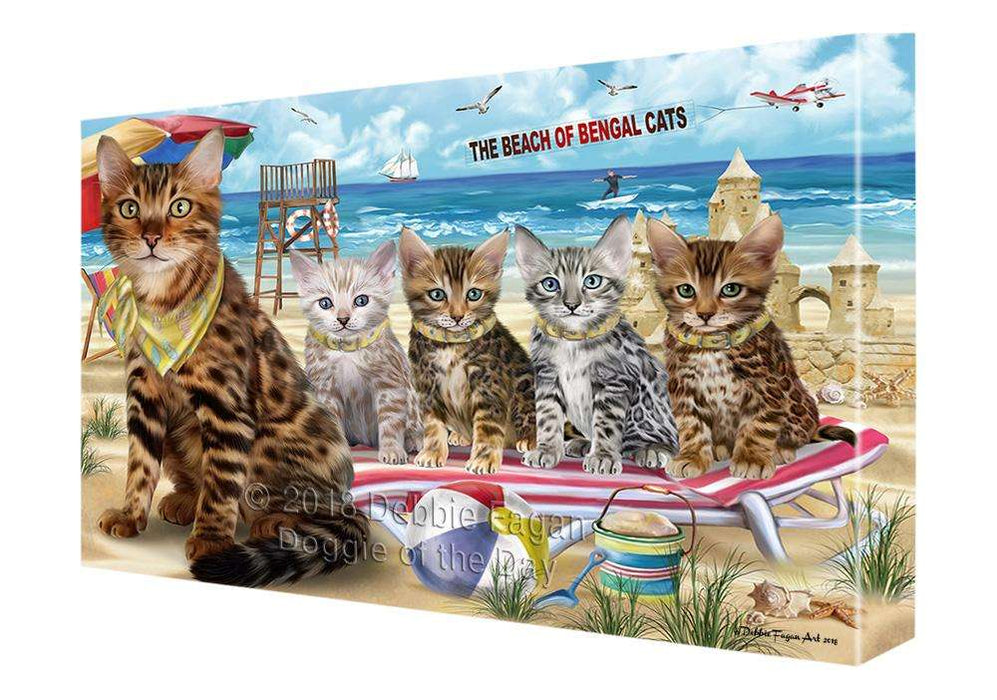 Pet Friendly Beach Bengal Cat Canvas Print Wall Art Décor CVS81161