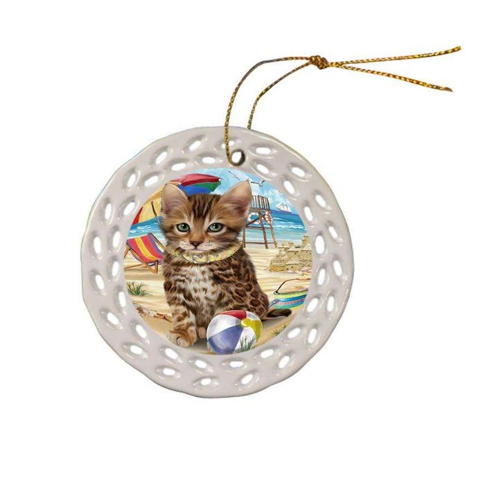 Pet Friendly Beach Bengal Cat Ceramic Doily Ornament DPOR51545