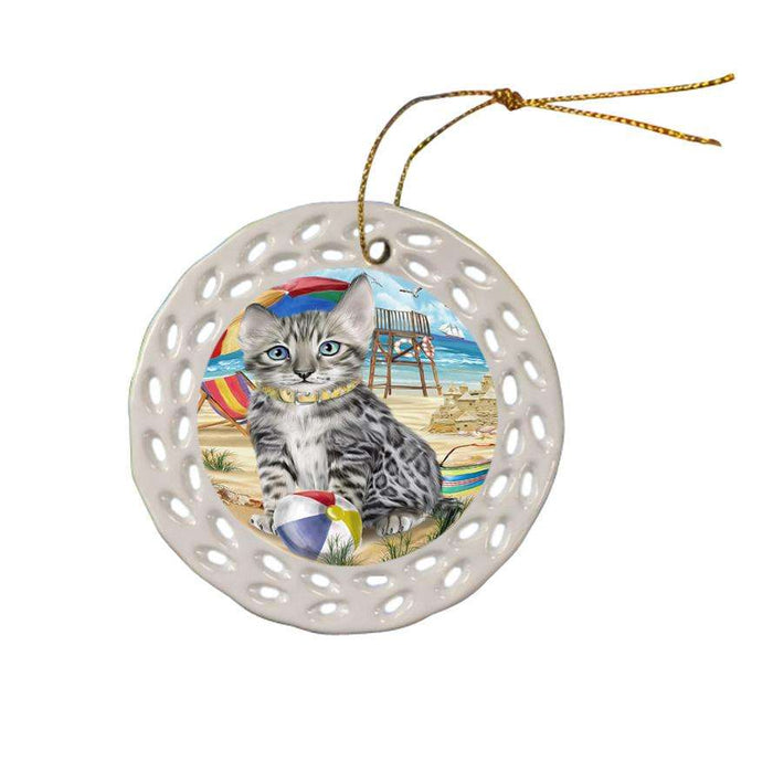 Pet Friendly Beach Bengal Cat Ceramic Doily Ornament DPOR51546