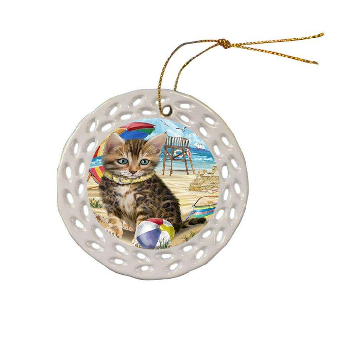 Pet Friendly Beach Bengal Cat Ceramic Doily Ornament DPOR51547