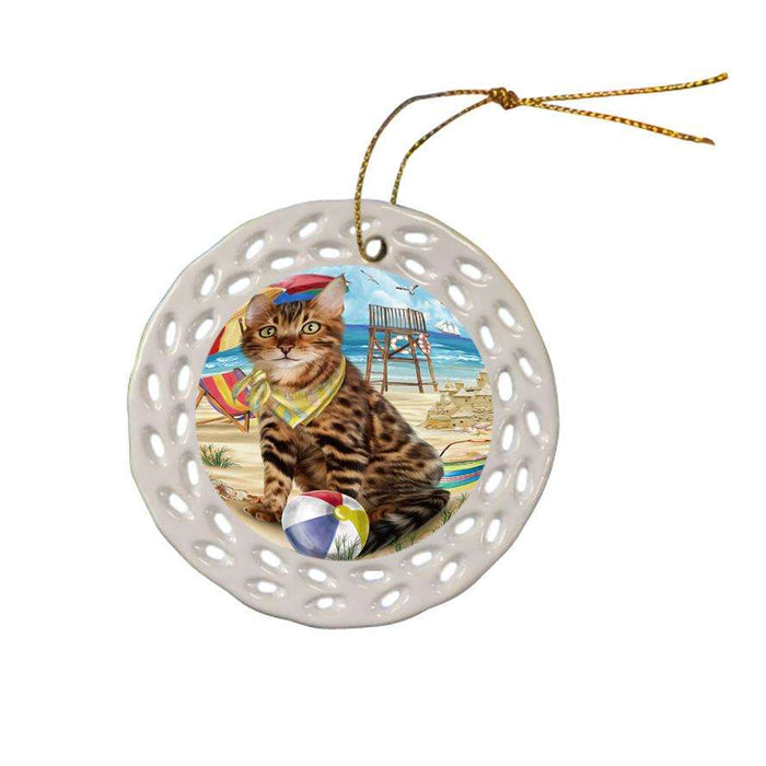 Pet Friendly Beach Bengal Cat Ceramic Doily Ornament DPOR51549