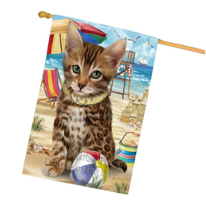 Pet Friendly Beach Bengal Cat House Flag FLG51678