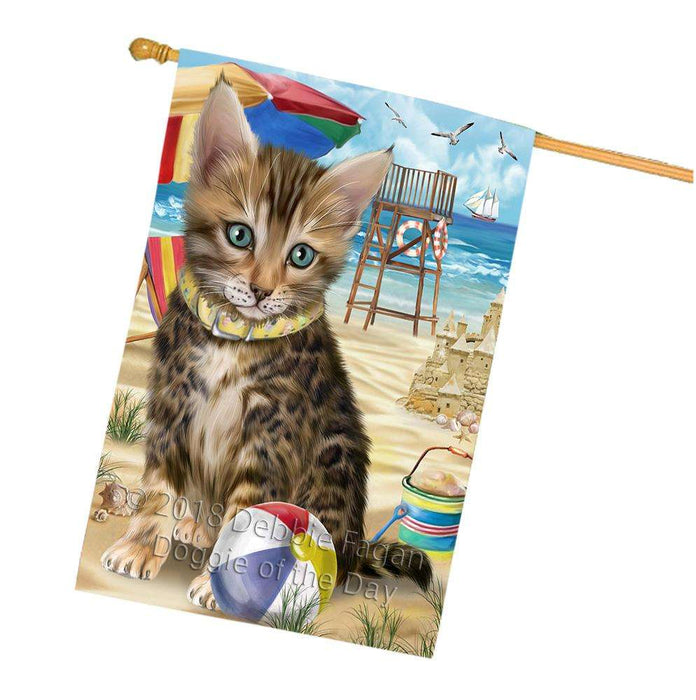 Pet Friendly Beach Bengal Cat House Flag FLG51680