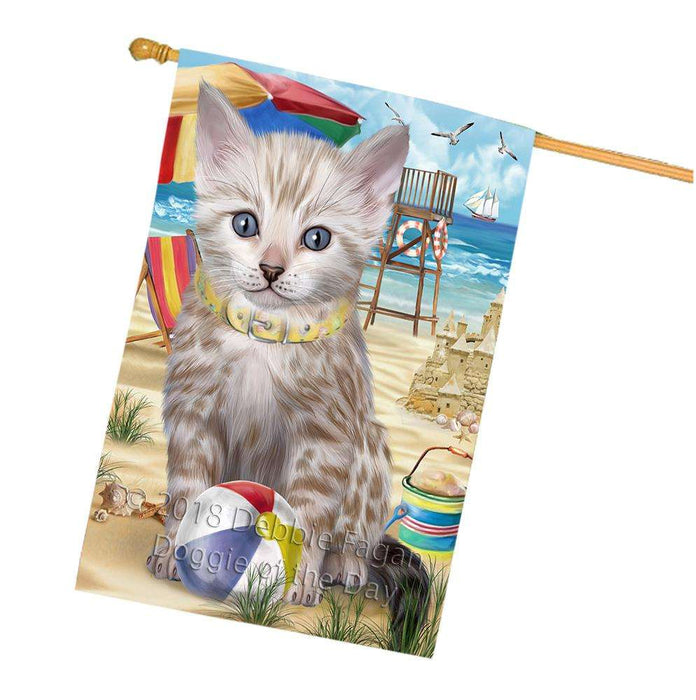 Pet Friendly Beach Bengal Cat House Flag FLG51681