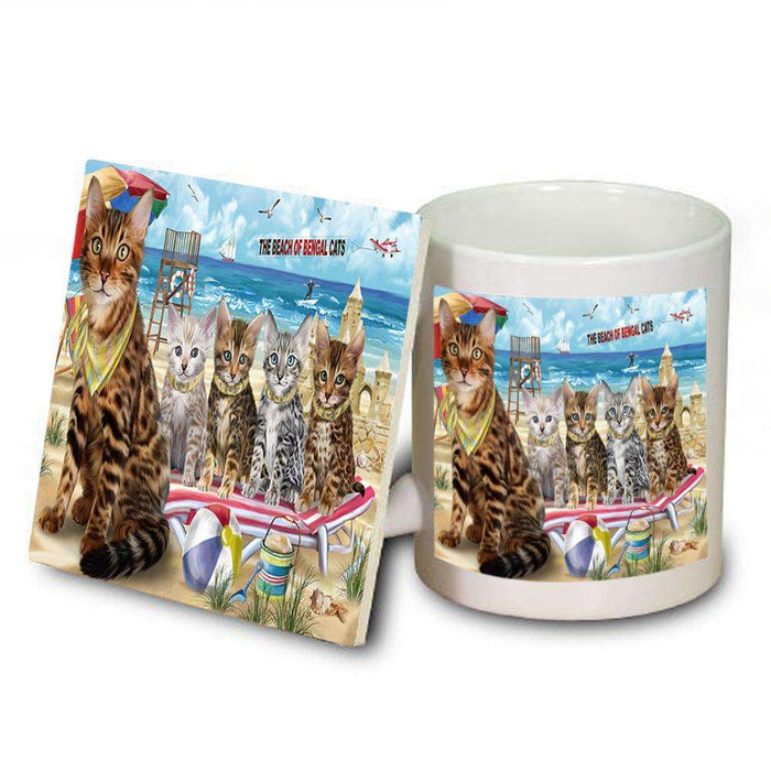 Pet Friendly Beach Bengal Cat Mug and Coaster Set MUC51536