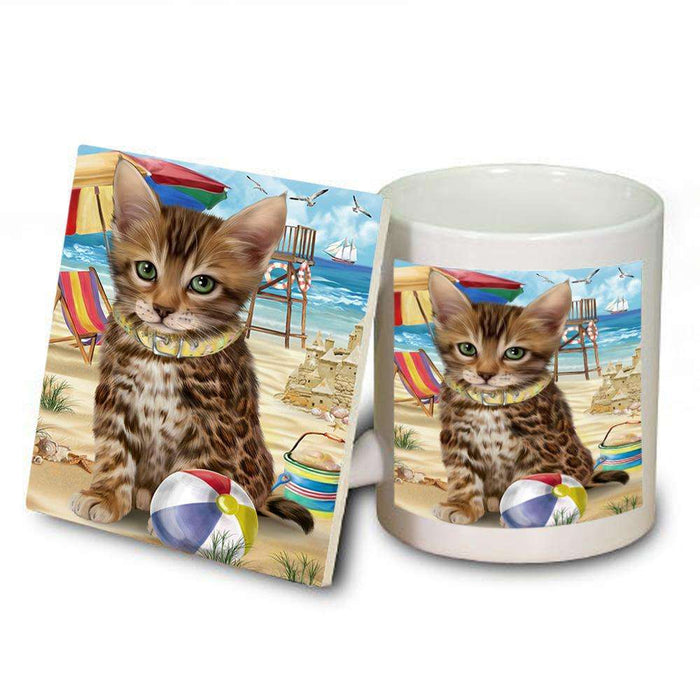 Pet Friendly Beach Bengal Cat Mug and Coaster Set MUC51537