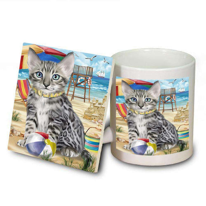 Pet Friendly Beach Bengal Cat Mug and Coaster Set MUC51538