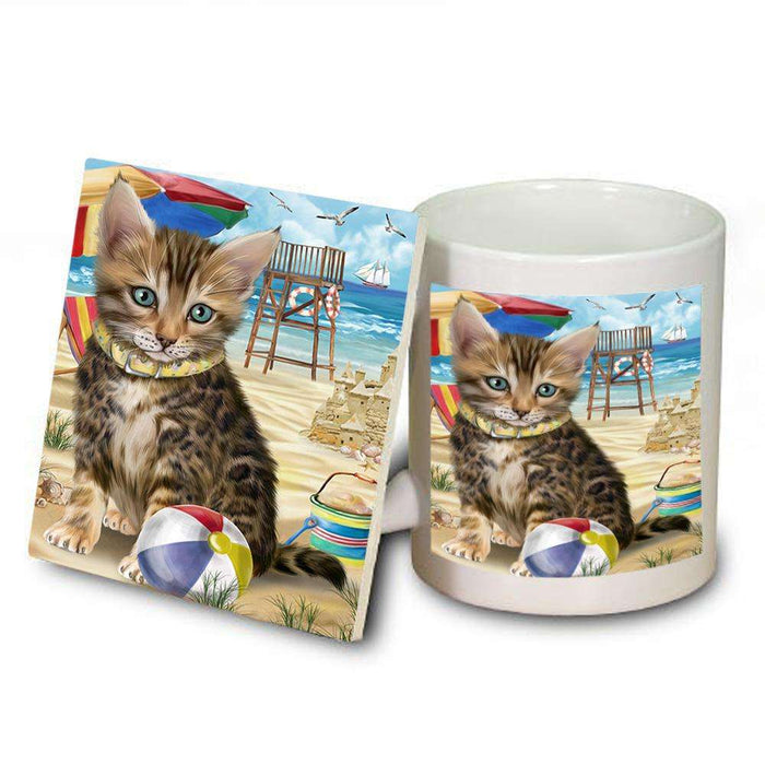 Pet Friendly Beach Bengal Cat Mug and Coaster Set MUC51539
