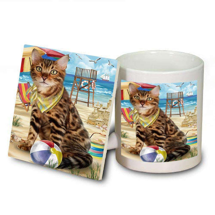 Pet Friendly Beach Bengal Cat Mug and Coaster Set MUC51541