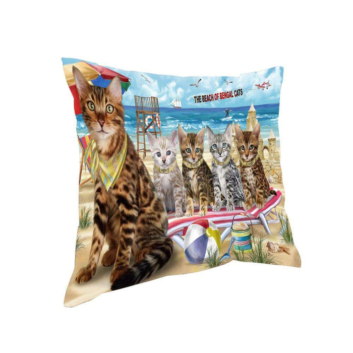 Pet Friendly Beach Bengal Cat Pillow PIL62540