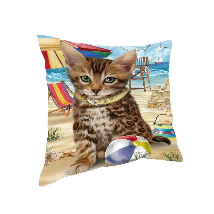 Pet Friendly Beach Bengal Cat Pillow PIL62544