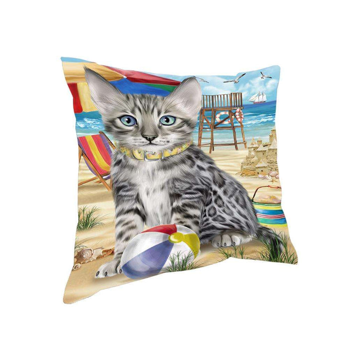 Pet Friendly Beach Bengal Cat Pillow PIL62548