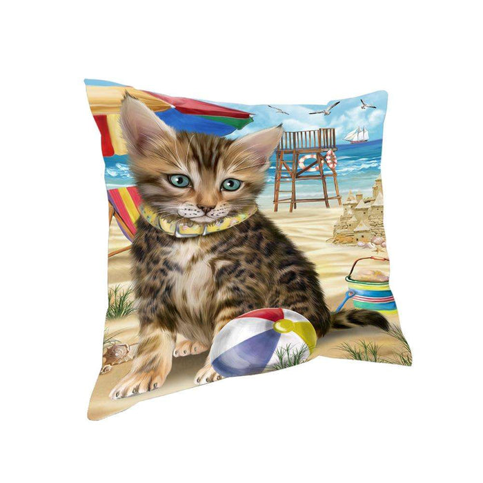 Pet Friendly Beach Bengal Cat Pillow PIL62552