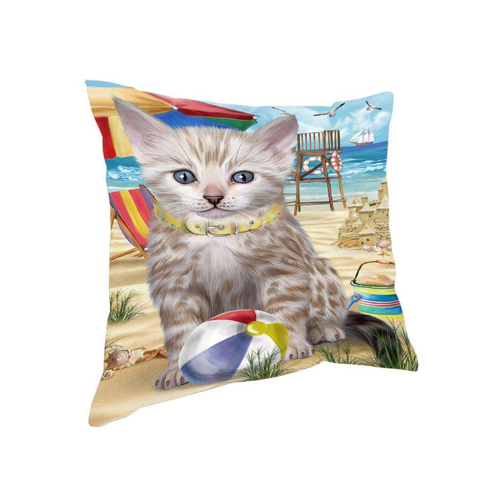 Pet Friendly Beach Bengal Cat Pillow PIL62556