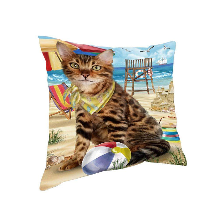 Pet Friendly Beach Bengal Cat Pillow PIL62560