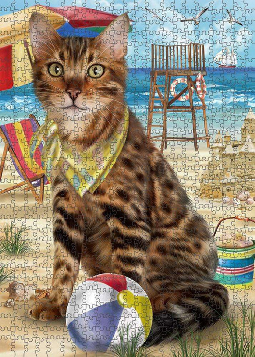 Pet Friendly Beach Bengal Cat Puzzle with Photo Tin PUZL58734
