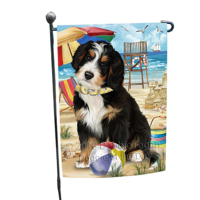 Pet Friendly Beach Bernedoodle Dog Garden Flag GFLG49816
