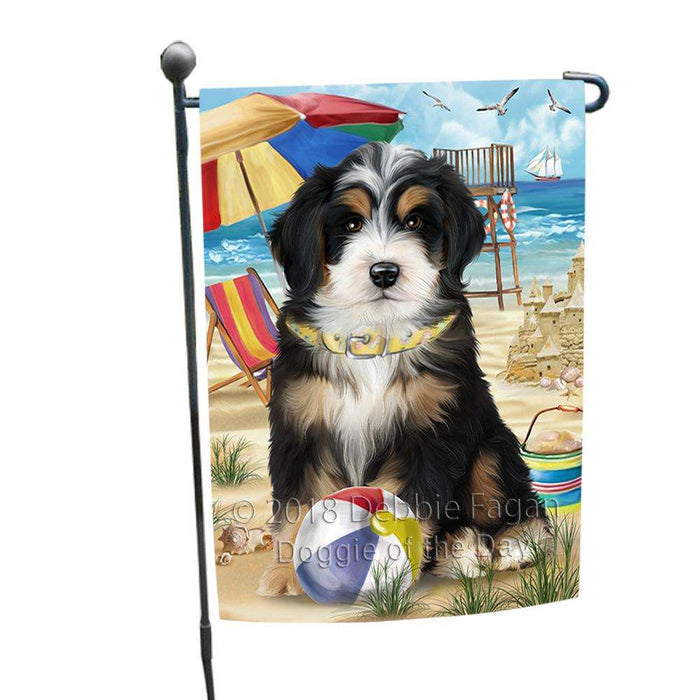 Pet Friendly Beach Bernedoodle Dog Garden Flag GFLG49817
