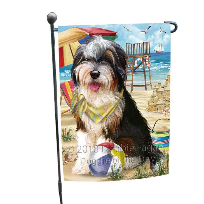 Pet Friendly Beach Bernedoodle Dog Garden Flag GFLG49820