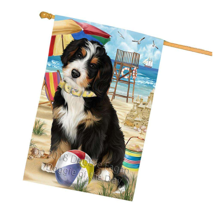 Pet Friendly Beach Bernedoodle Dog House Flag FLG49952