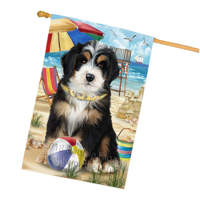 Pet Friendly Beach Bernedoodle Dog House Flag FLG49953