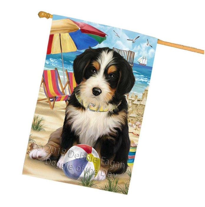 Pet Friendly Beach Bernedoodle Dog House Flag FLG49954