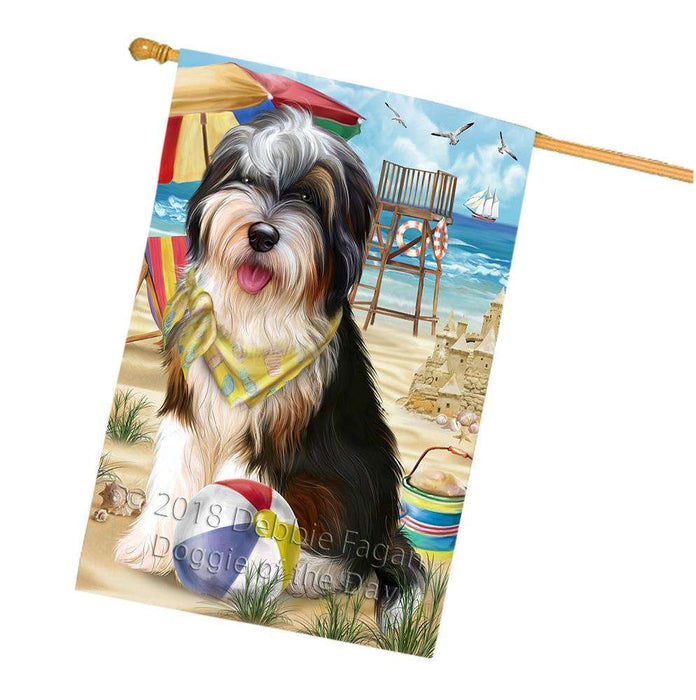 Pet Friendly Beach Bernedoodle Dog House Flag FLG49956