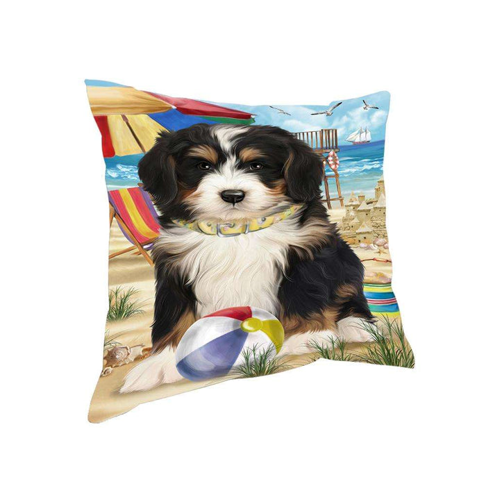 Pet Friendly Beach Bernedoodle Dog Pillow PIL55816