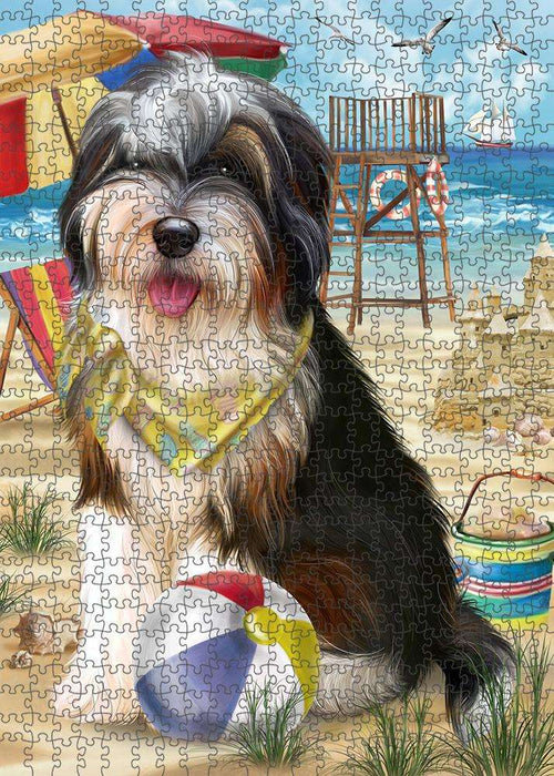 Pet Friendly Beach Bernedoodle Dog Puzzle with Photo Tin PUZL53679