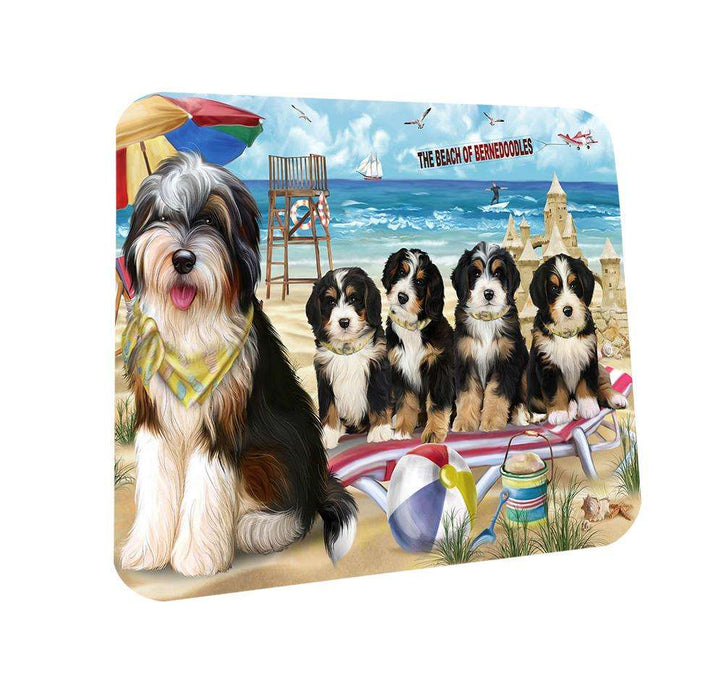 Pet Friendly Beach Bernedoodles Dog Coasters Set of 4 CST49945