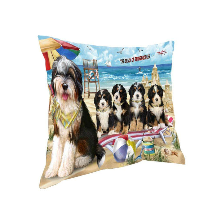Pet Friendly Beach Bernedoodles Dog Pillow PIL55800