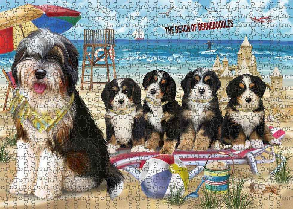 Pet Friendly Beach Bernedoodles Dog Puzzle with Photo Tin PUZL53664