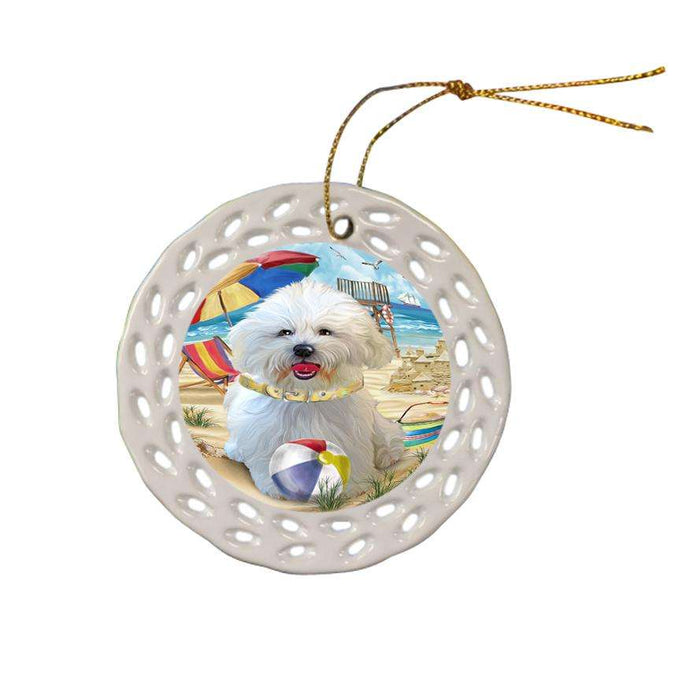 Pet Friendly Beach Bichon Frise Dog Ceramic Doily Ornament DPOR48618