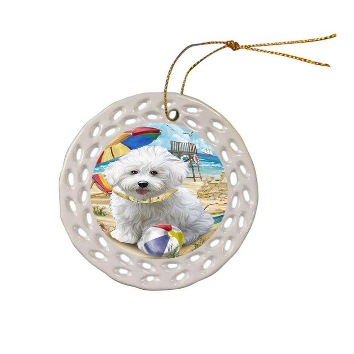 Pet Friendly Beach Bichon Frise Dog Ceramic Doily Ornament DPOR48619