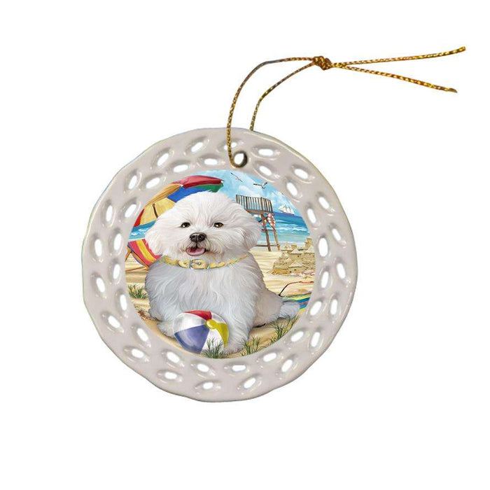 Pet Friendly Beach Bichon Frise Dog Ceramic Doily Ornament DPOR48621