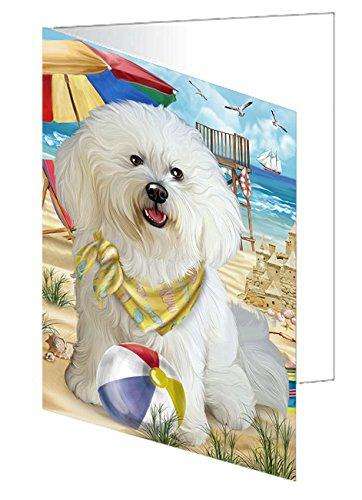 Pet Friendly Beach Bichon Frise Dog Handmade Artwork Assorted Pets Greeting Cards and Note Cards with Envelopes for All Occasions and Holiday Seasons GCD49877