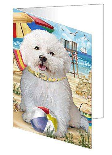 Pet Friendly Beach Bichon Frise Dog Handmade Artwork Assorted Pets Greeting Cards and Note Cards with Envelopes for All Occasions and Holiday Seasons GCD49892