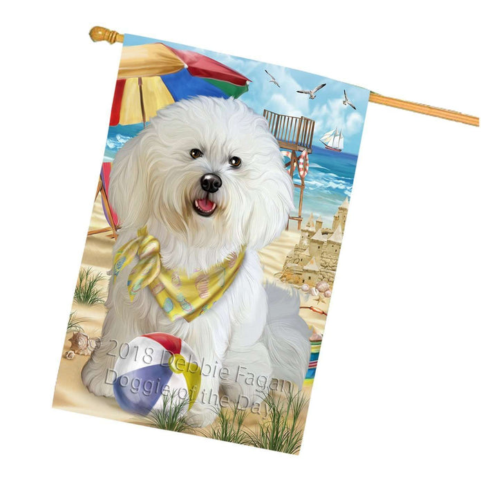 Pet Friendly Beach Bichon Frise Dog House Flag FLG48581