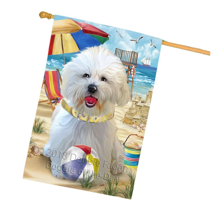 Pet Friendly Beach Bichon Frise Dog House Flag FLG48583