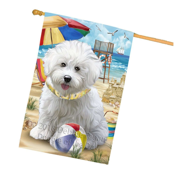 Pet Friendly Beach Bichon Frise Dog House Flag FLG48584