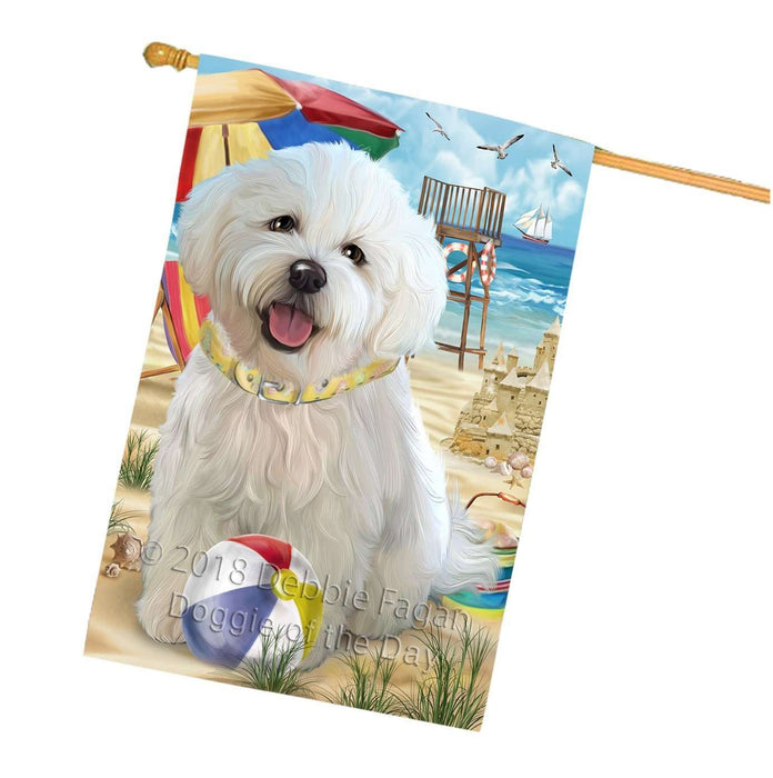 Pet Friendly Beach Bichon Frise Dog House Flag FLG48585