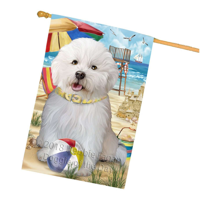 Pet Friendly Beach Bichon Frise Dog House Flag FLG48586