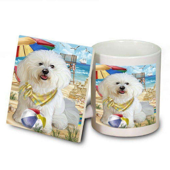 Pet Friendly Beach Bichon Frise Dog Mug and Coaster Set MUC48608