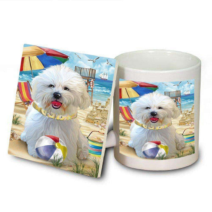 Pet Friendly Beach Bichon Frise Dog Mug and Coaster Set MUC48610