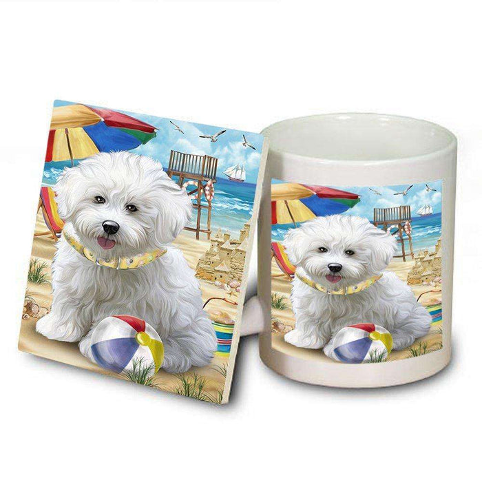 Pet Friendly Beach Bichon Frise Dog Mug and Coaster Set MUC48611