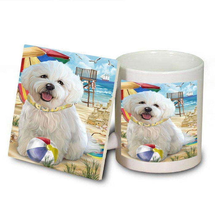 Pet Friendly Beach Bichon Frise Dog Mug and Coaster Set MUC48612