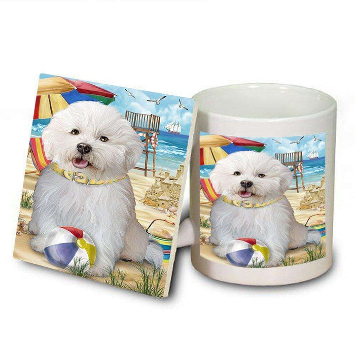 Pet Friendly Beach Bichon Frise Dog Mug and Coaster Set MUC48613