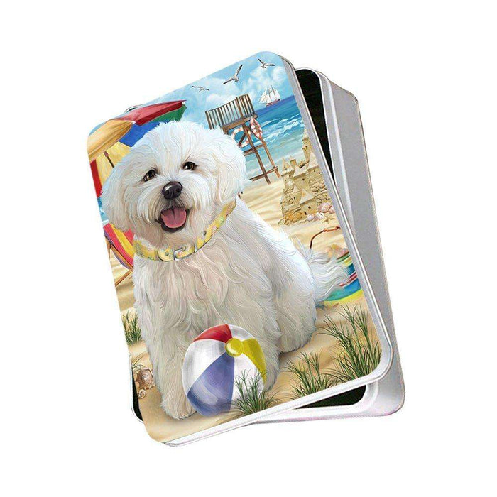 Pet Friendly Beach Bichon Frise Dog Photo Storage Tin PITN48620