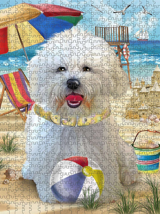Pet Friendly Beach Bichon Frise Dog Puzzle with Photo Tin PUZL49560